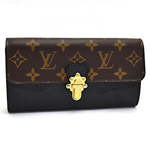 Louis Vuitton Cherrywood Monogram Long Wallet Canvas Vernis Brown Black